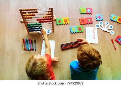 kids learning numbers, mental arithmetic, abacus calculation