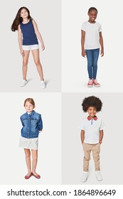 Kid's minimal fashion full body model set