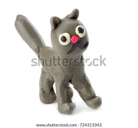 kids modelling clay cat isolated on stock photo edit now 724311043
