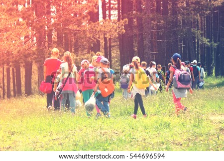Kids in the nature strolling