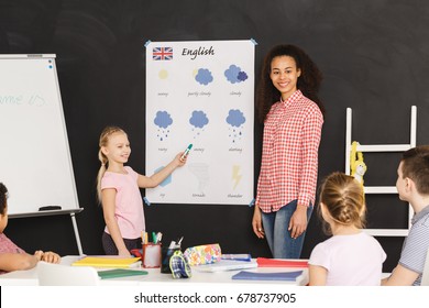 Kids On Language Classes Learning New English Words