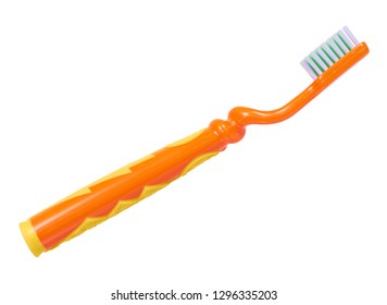 Kids Orange Toothbrush, Dental Care Concept