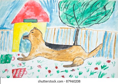 Kid's Painting Of Dog