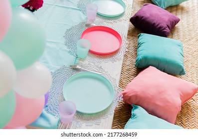 Kids Party Setting Table Plates