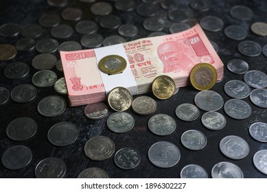 Kids Piggy Bank Or Coin  Stack Jar For Money Savings Cash Deposit For Future. 500 Rupee Banknote India. Success And Profit From Business. 500, 2000, New Indian Currency Notes.