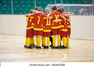 Kids Play Sports. Children Sports Team United Ready To Play Game