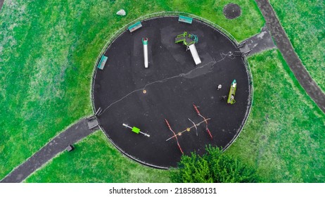 Kids Playground Drone View At Liverpool, UK 