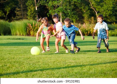 Kids playing with the ball