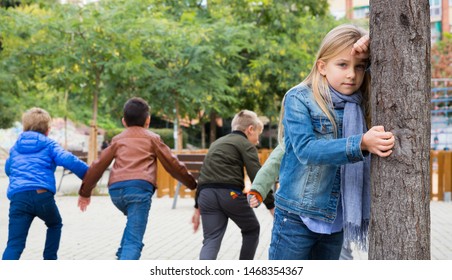 Kids Playing Hide Seek On Street Stock Photo 1468354367 | Shutterstock