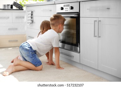 Kids Playing Kitchen Waiting Preparation Biscuits Stock Photo (Edit Now ...