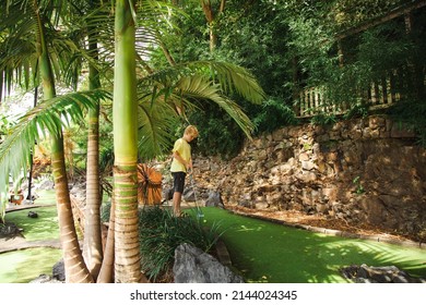 Kids Playing Mini Golf At The Big Banana Fun Park, Coffs Harbour NSW Australia