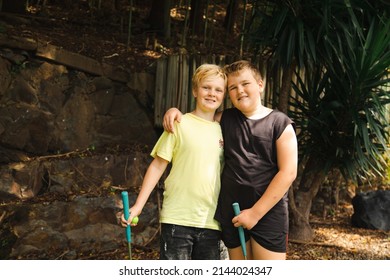 Kids Playing Mini Golf At The Big Banana Fun Park, Coffs Harbour NSW Australia