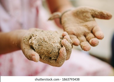 Kids Playing In The Sands. This Activity Is Good For Sensory Experience And Learning By Touch Their Fingers And Toes Through Sand And Enjoying Its Texture.