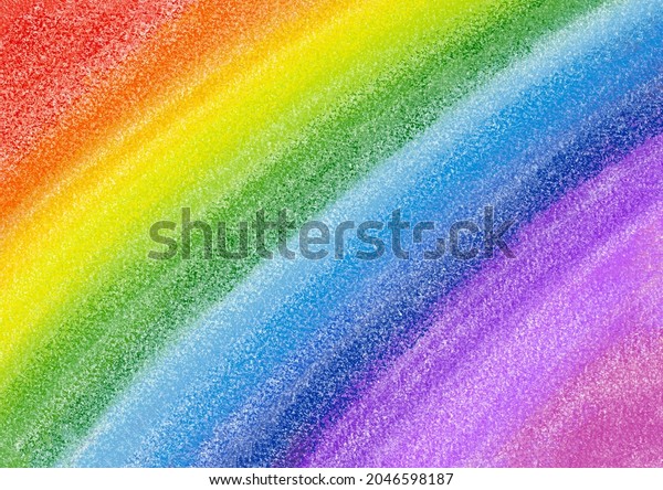 Kid's rainbow crayon drawing.
Colorful rainbow crayon child draw, grunge rough texture hand
drawn. abstract artistic kindergarten background, illustration


