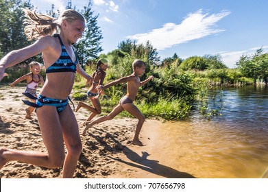 Kids Are Ready To Jump Into The Lake