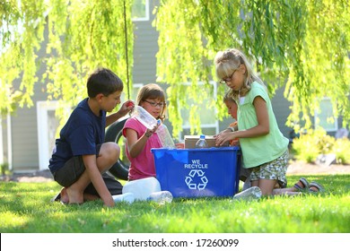 Kids Recycling Outdoors