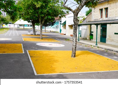 Kids School Building Outdoors Schoolyard Exterior With Children Playground