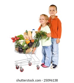 child in shopping trolley
