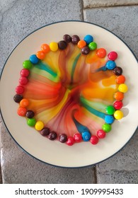 Kids Skittles Science Project With Hot Water