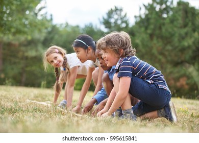 Kids At The Start Of A Race At The Park

