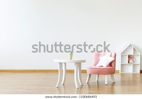 Kids Table Chair Star Pillow White Stock Image Download Now