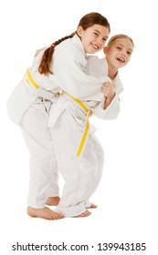 Kids Training Judo And Having Fun, Studio Shoot.