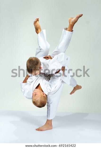 Kids Training Throws Judo Judogi Stock Photo (Edit Now) 692165422