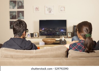 Kids Watching Tv At Home