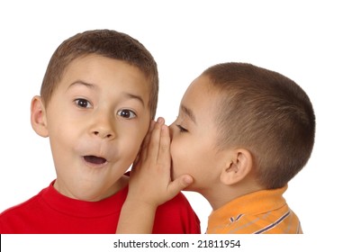 Kids Whispering A Secret, 5 And 6 Years Old