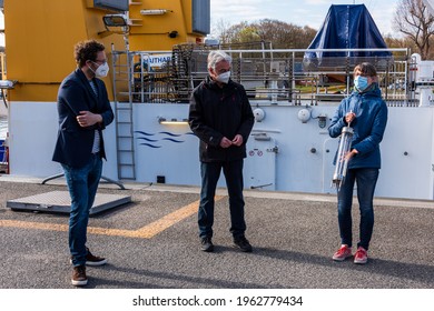 Kiel, Germany, April 26th, 2021 - Minister Albrecht Visited The Coastal Protection Ship 