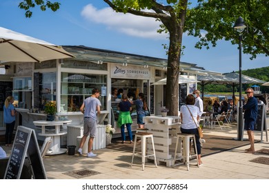 Kiel, Germany, July 2021 Strandbistro An Der  Strandpromenade Von Möltenort An Der Kieler Förde