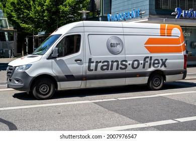 KIEL, GERMANY - JUNE 16, 2021: Trans-o-flex Mercedes-Benz Sprinter Delivery Van