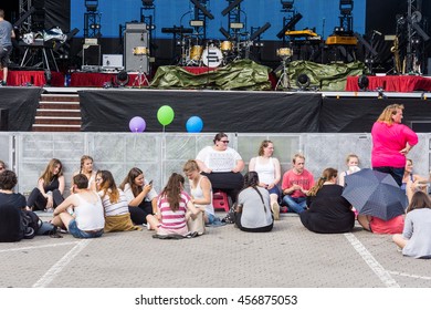 Kiel, Germany - June 23rd 2016:  Fans Waiting For Mark Forster During The Kieler Woche 2016 