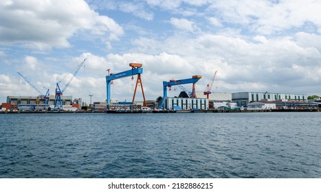 Kiel, Germany - May 11, 2022: View Of The Port Of Kiel, It Occupies The Inner Part Of The Baltic Sea Inlet Kieler Förde