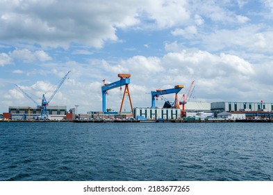 Kiel, Germany - May 11, 2022: View Of The Port Of Kiel, It Occupies The Inner Part Of The Baltic Sea Inlet Kieler Förde