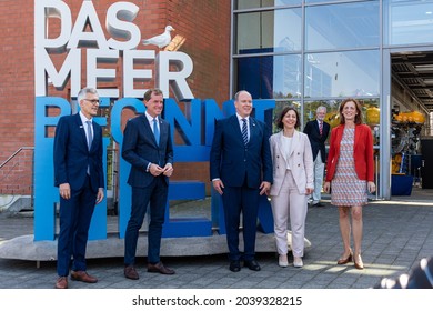 Kiel, Germany, Sep 8. 2021 Group Picture For The Visit Of Prince Albert II Of Monaco At GEOMAR In Kiel