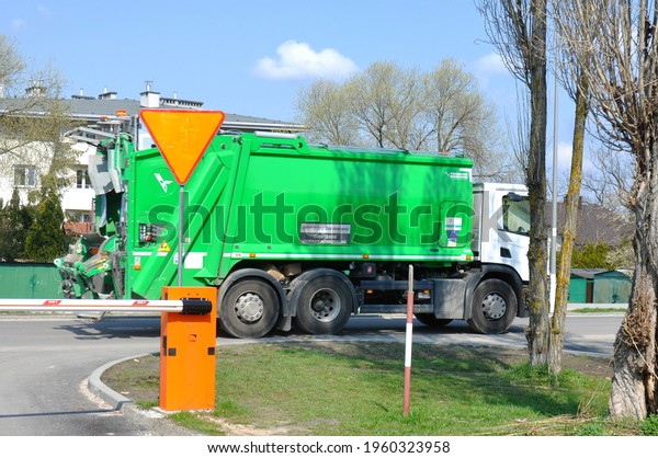 Kielce, Świętokrzyskie, Poland - 2021-04-21 -\
Garbage truck on the\
road