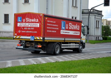 Kielce, Świętokrzyskie, Poland - 2021-05-20 - Truck Driving Lessons On The Road 