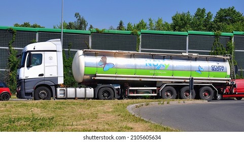 Kielce, Świętokrzyskie, Poland - 2021-06-08 - Grupa Azoty Noxy tanker on the road - product it is used in exhaust gas cleaning technology in diesel engines using SCR technology