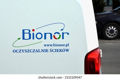 Kielce, Świętokrzyskie, Poland - 2022-05-02 - View of the car part with the name logo Bionor company dealing with sewage treatment - subtitles in Polish