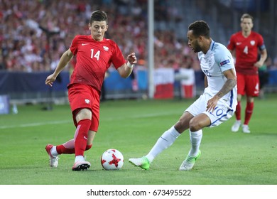 KIELCE, POLAND - JUNE 22, 2017: European Under-21 Championship Poland 2017, Poland - England O/p Dawid Kownacki, Lewis Baker