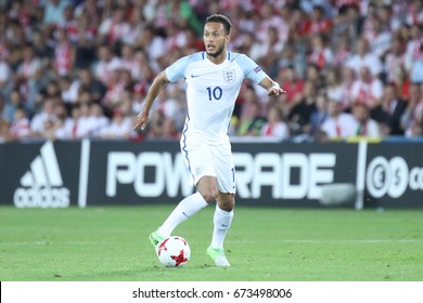 KIELCE, POLAND - JUNE 22, 2017: European Under-21 Championship Poland 2017, Poland - England O/p Lewis Baker