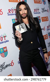 KIELCE, POLAND - JUNE 27: Austrian Cross-dressing Diva Conchita Wurst  Sings At A Concert In Kiellce, Poland On Saturday June 27 , 2015 