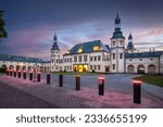 Kielce, Poland - view of former Palace of the Krakow Bishops at dusk