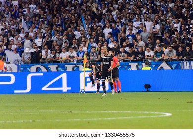 KIEV - AUG 28, 2018: Hakim Ziyech 22. Dynamo Kyiv - Ajax Amsterdam. UEFA Champions League'19, 3rd Qualify Round, 2nd Leg.