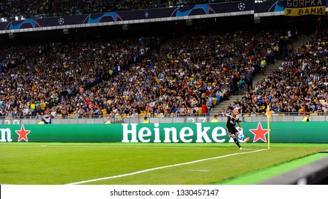 KIEV - AUG 28, 2018: Hakim Ziyech 22. Dynamo Kyiv - Ajax Amsterdam. UEFA Champions League'19, 3rd Qualify Round, 2nd Leg.