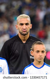 KIEV - AUG 28, 2018: Hakim Ziyech 22 Face Portrait. Dynamo Kyiv - Ajax Amsterdam. UEFA Champions League'19, 3rd Qualify Round, 2nd Leg.