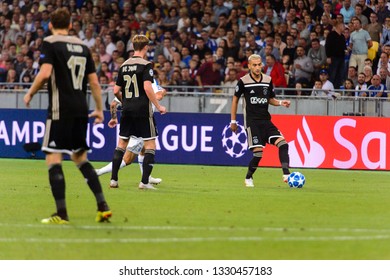 KIEV - AUG 28, 2018: Hakim Ziyech 22. Dynamo Kyiv - Ajax Amsterdam. UEFA Champions League'19, 3rd Qualify Round, 2nd Leg.