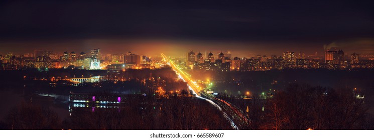 Kiev City Night Panorama