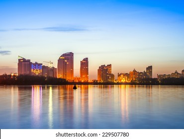 Kiev City Skyline By Night